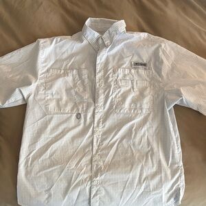 Columbia Light Gray PFG lightweight short sleeve Fishing shirt
